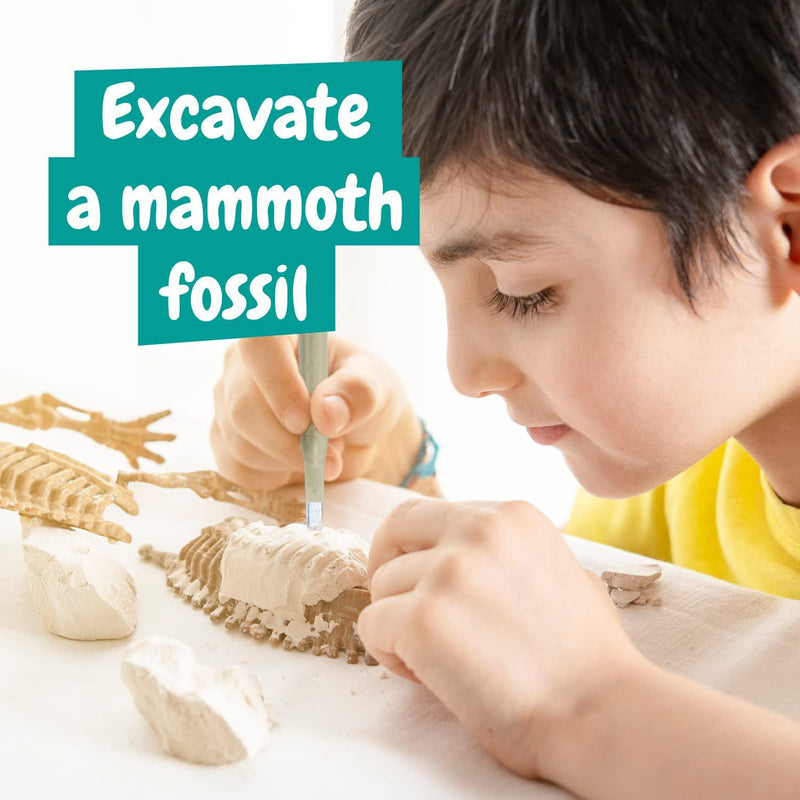 Science4you Mammoth Fossil Hunting Kit for Kids - Dig and Assemble The 17 Pieces Mammoth Fossil - Ideal Dinosaur Fossils Excavation Kit Toy for Fans of Jurassic, Archeology and Paleontology Sets