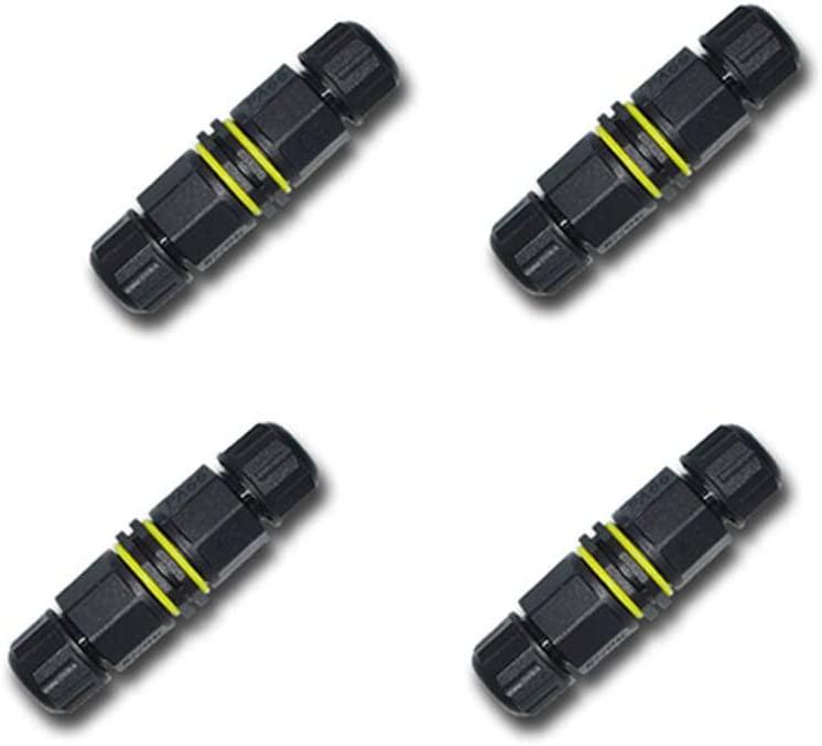 Set of 4 NUZAMAS 3 Pin Waterproof Connector Outdoor Junction Box IP68 Electrical Connectors for 4.5mm-10mm Cable, Outdoor, Garden, Christmas Light, Street Light, Led Lamp, Solar Supplies