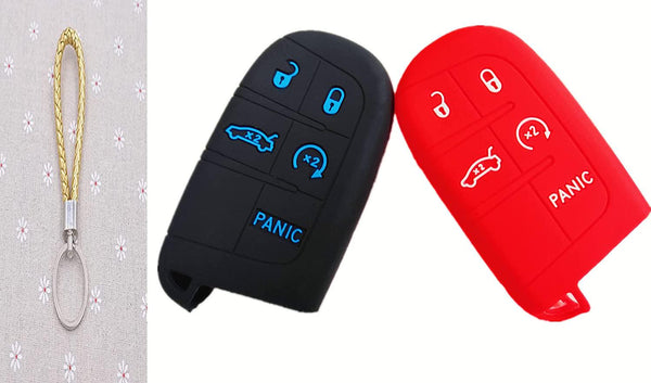Silica gel Smart Key Fob Cover Remote Case Keyless Protector Jacket for Jeep Grand Cherokee Dodge Challenger Charger Dart Durango Journey Chrysler 300