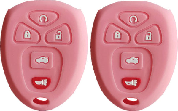 Silicone Smart Key Fob Cover Case Protector Keyless Remote Holder for Buick Gmc Chevrolet Cadillac Pink