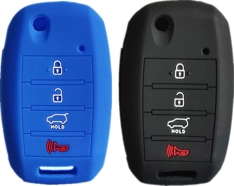 Silicone Smart Key Fob Covers Case Protector Keyless Remote Holder for Kia Sorento Sportage Rio Soul Forte Optima Carens Not Fit Smart Key Fob Black and Blue