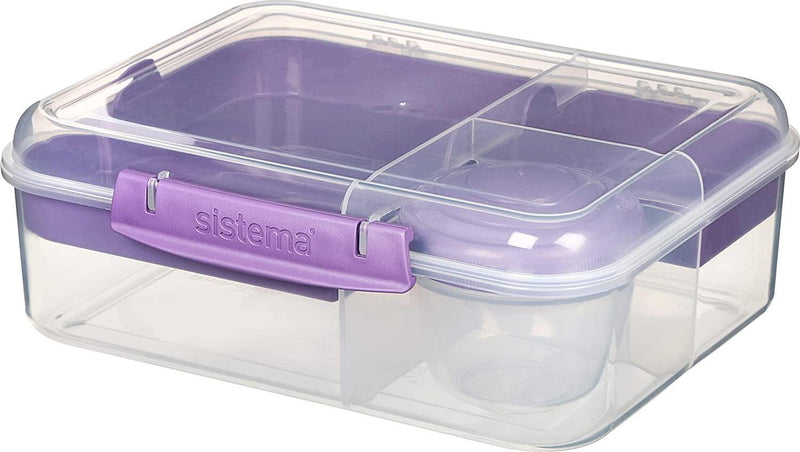 Sistema To Go, 1.65L/6.9 Cups, 1 Pack, Plastic Rectangular Bento Lunch with  Yogurt Pot, Teal 