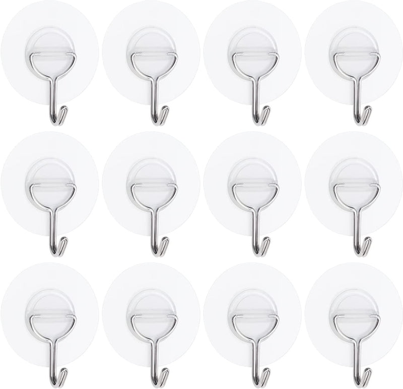 Small Plastic Hooks Self Adhesive,Clear Sticky Hooks for Hanging Extra