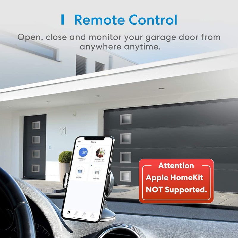meross Smart Garage Door Opener Remote, Compatible with Apple HomeKit,   Alexa, Google Assistant and SmartThings, No Hub Needed