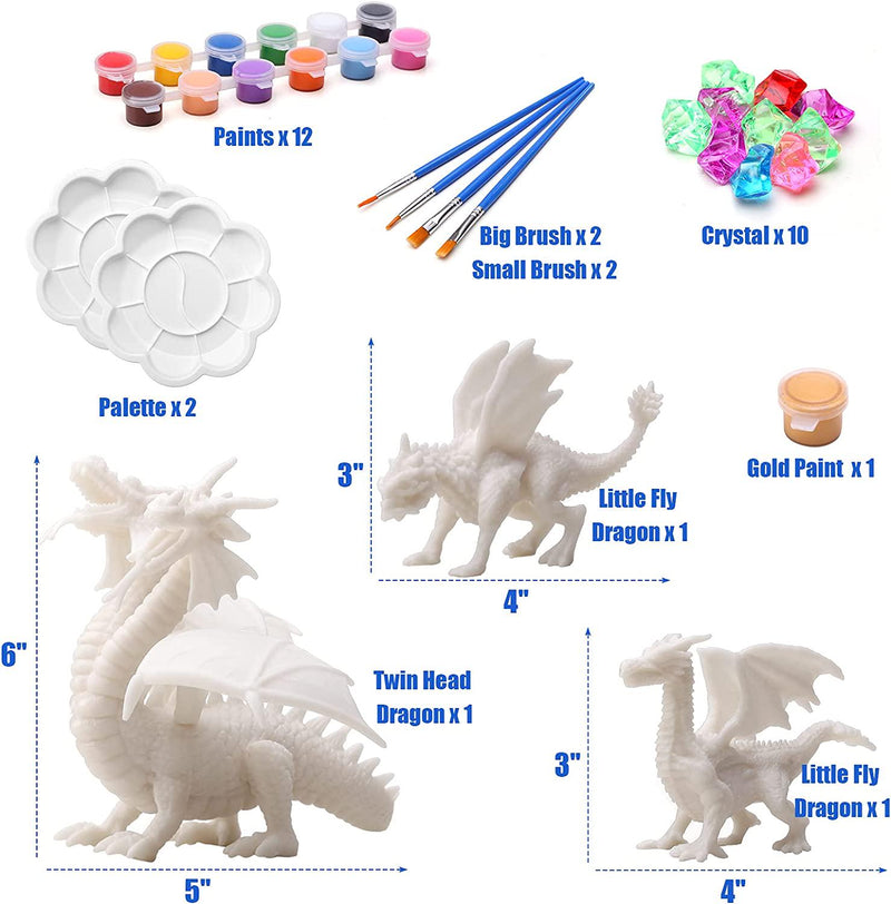 SOLDAY Painting Dragon Toys Kits for Kids Arts and Crafts Ages 3 6 5 7 9 12  Boys Girls to Make Your Own Paintable Figurines Birthday Party Supplies 