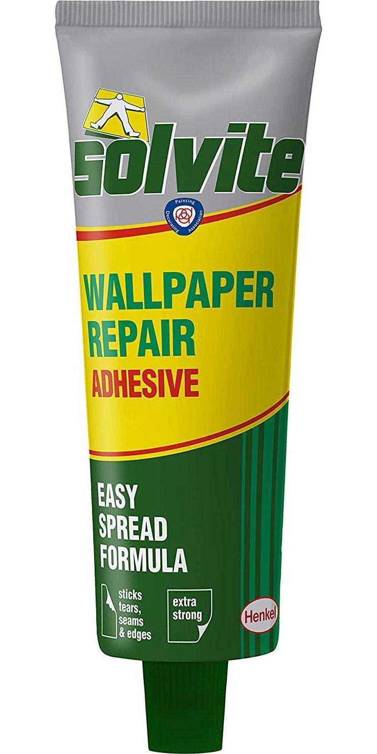 Solvite Wallpaper Repair Adhesive, Wallpaper Paste for Fixing Tears, Seams and Edges, Extra-Strong Glue for Seam Repair, Easy-Spread Wallpaper Glue, 1x56g