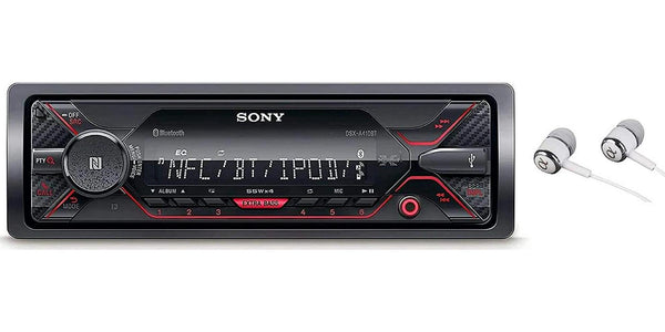 Sony DSX-A410BT Single Din Bluetooth Front USB AUX Car Stereo Digital Media Receiver Bundled with Earbuds (No CD Player)