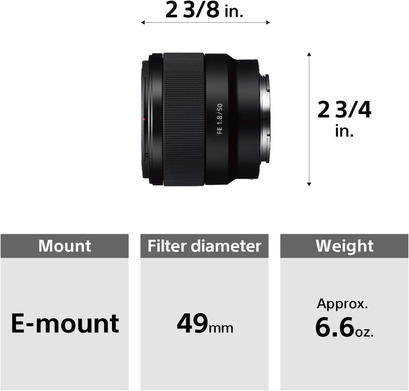 Sony - FE 50mm F1.8 Standard Lens (SEL50F18F), Black