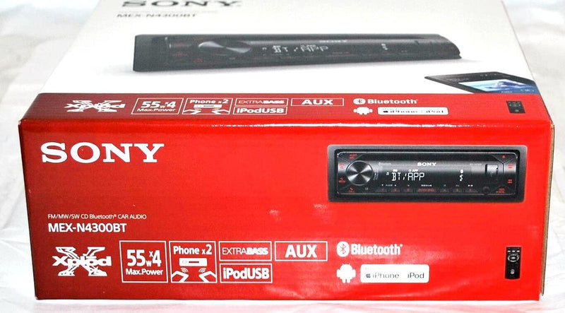 Sony MEX-N4300BT Built-in Dual Bluetooth Voice Command CD/MP3 AM/FM Radio Front USB AUX Pandora Spotify iHeartRadio iPod / iPhone Siri and Android Controls Car Stereo Receiver