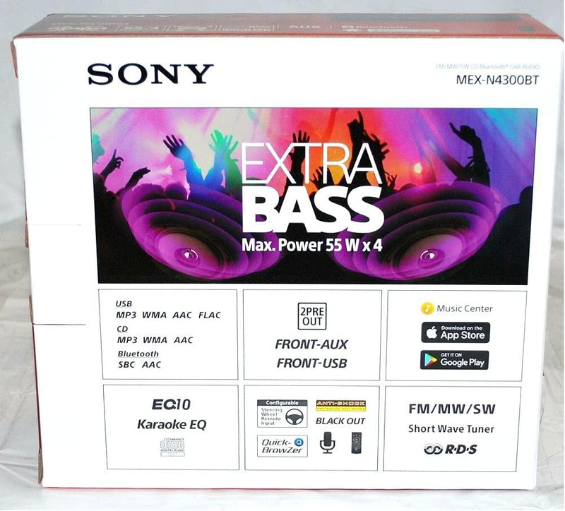 Sony MEX-N4300BT Built-in Dual Bluetooth Voice Command CD/MP3 AM/FM Radio Front USB AUX Pandora Spotify iHeartRadio iPod / iPhone Siri and Android Controls Car Stereo Receiver