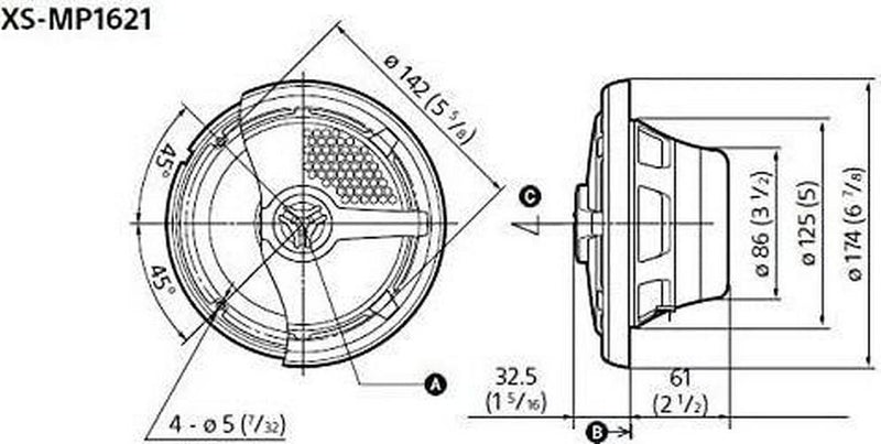 Sony XSMP1621 6 1/2-Inch coaxial 2-Way Marine Speaker