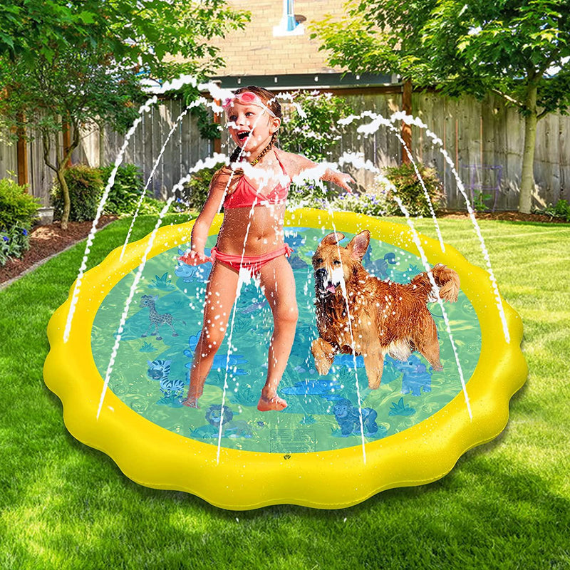 Splash Pad Sprinkler for Kids, 170cm Splash Play Mat Outdoor Water Toys Inflatable Splash Pad Toddler Pool Boys Girls Children Outside Backyard Dog Sprinkler Pool for Age 3 4 5 6 7 8 9 10