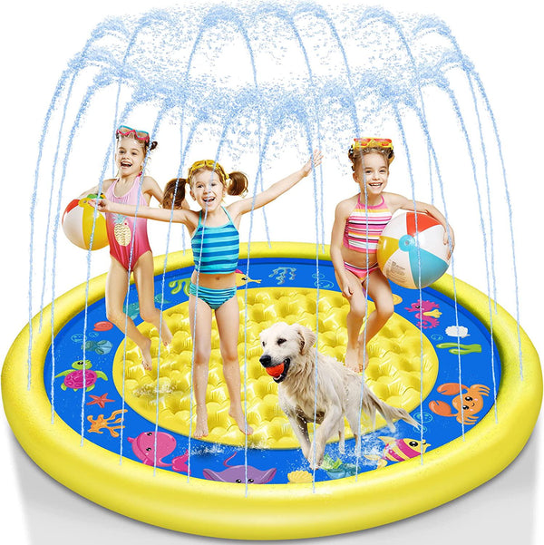 Sprinkler for Kids | 70&#039;&#039; Non-Slip Splash Pad Play Mat for Babies Toddlers Summer Outside Inflatable Wading Pool Water Mat Toys Backyard Garden Under The Sea Party Fountain Water Outdoor Fun