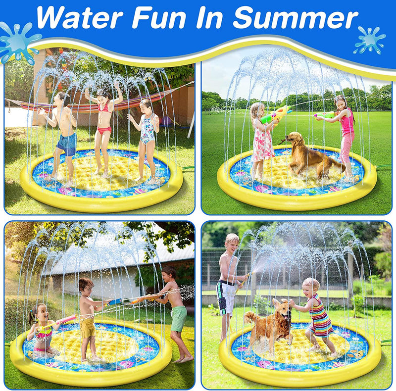 Sprinkler for Kids | 70&#039;&#039; Non-Slip Splash Pad Play Mat for Babies Toddlers Summer Outside Inflatable Wading Pool Water Mat Toys Backyard Garden Under The Sea Party Fountain Water Outdoor Fun