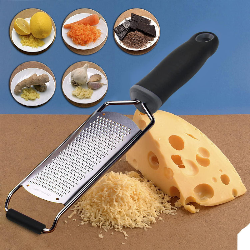 Stainless Steel Cheese Grater, Ergonomic Soft Handle Lemon Ginger Potato Zester with Plastic Cover
