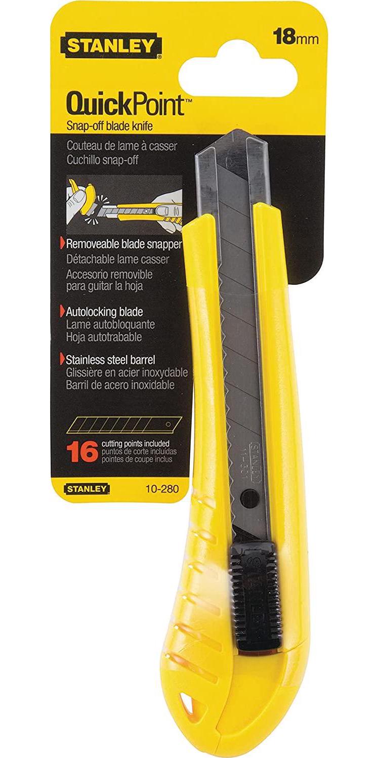 Stanley 10-280 18 mm Quick-Point Snap-Off Knife, Yellow