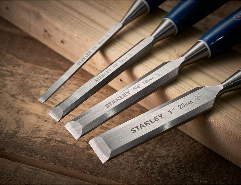 Stanley 5002 Series Bevel Edge Chisel 4-Pieces Set with Oilstone