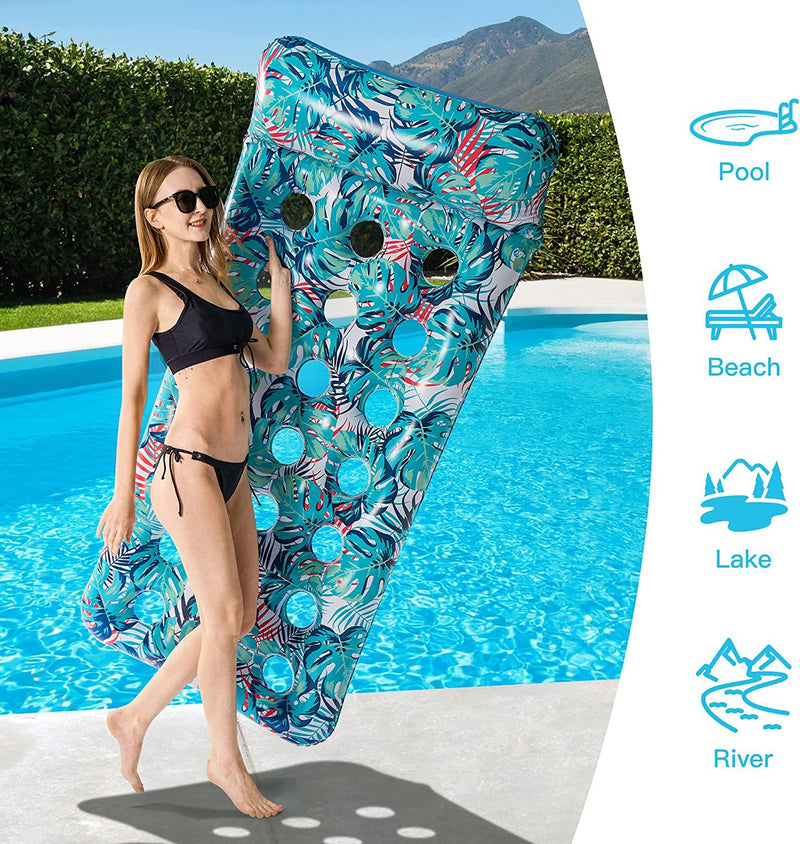 Stonful 2 Pack Inflatable Pool Float Mat, Giant Pool Floats Adult Size with Headrest, Lake Float Raft Water Lounger , Multi-Purpose Swimming Pool Floats Toys for Pool Party, Summer Beach, Outdoor