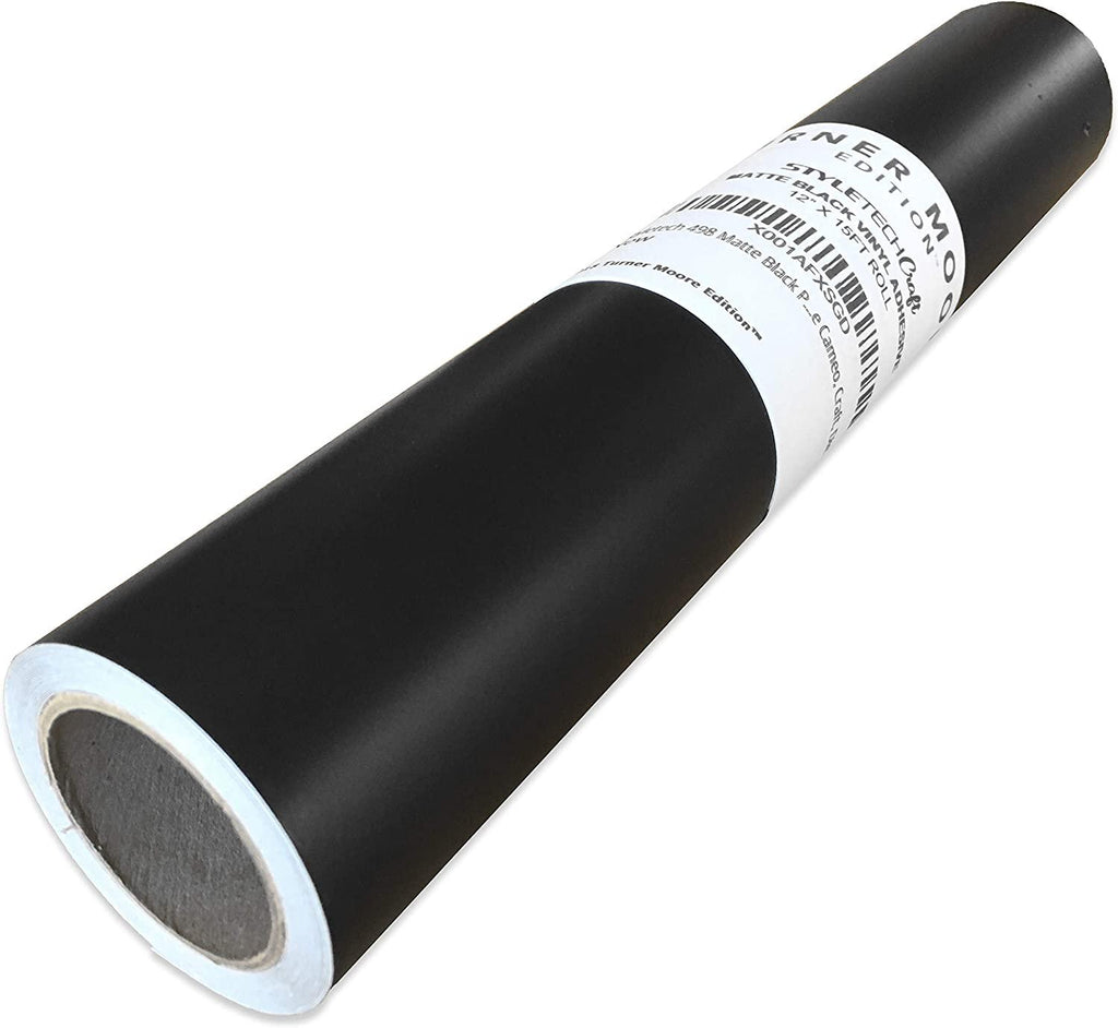 Styletech Matte Black Permanent Adhesive Vinyl Roll 12 by 15 FEET-for