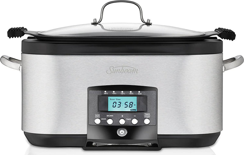 Sunbeam HP8555 SecretChef Electronic Sear and Slow Cooker | 5.5L (6-8 People) | Frypan and Slow Cooking Modes | Countdown Timer | Digital Display | Stainless Steel