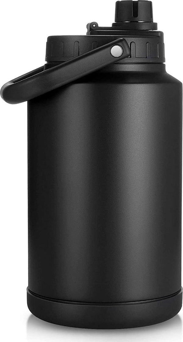 Sursip 128 Oz Insulated Water Jug,One Gallon Vacuum Double-Walled Water Bottle, 18/8 Food-grade,Thermos for Hot&Cold Drinks,Sweat Proof,Great for Travel,Hiking&Camping&Sports(Black)