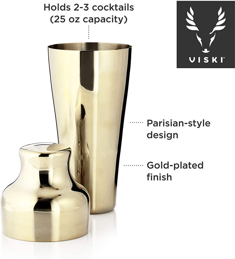 TRUE Belmont Gold Cocktail Shaker, Gold, 3764, 25oz