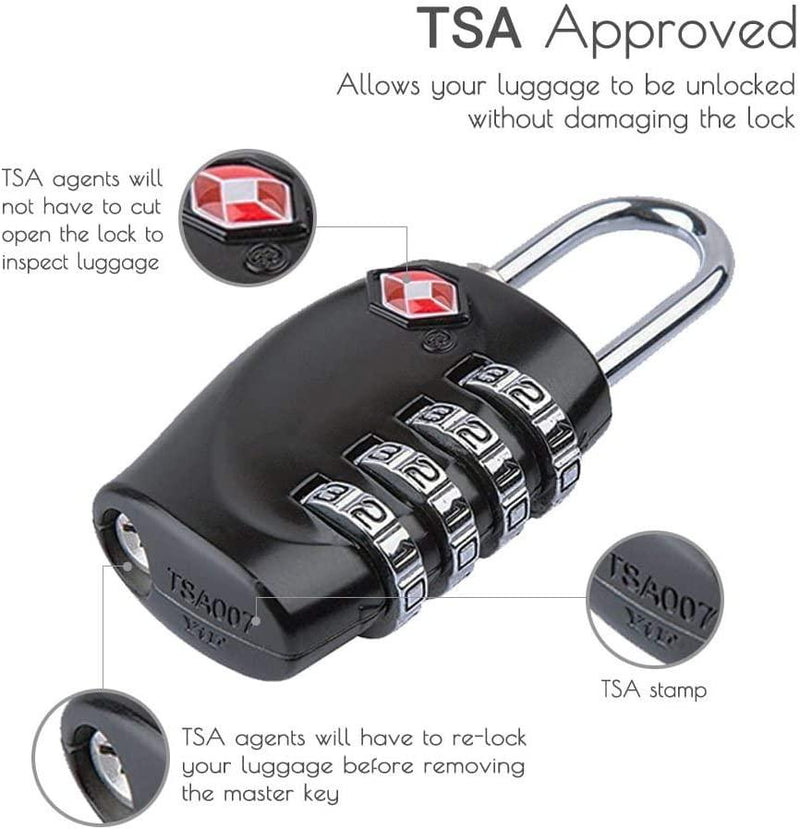4xTSA Approve 3 Digit Combination Travel Suitcase Luggage Bag Lock