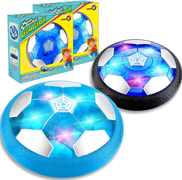 TURNMEON Hover Soccer Ball - Set of 2- Rechargeable Soccer Ball Indoor Floating Soccer with LED Light and Foam Bumper - Perfect Holiday Birthday Christmas Toy Gifts for Boys Girls Kids Toddler