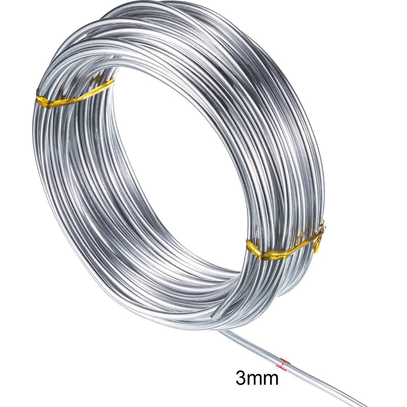 Tatuo 10 m Silver Aluminum Wire (3 mm), DIY Craft Wire, Soft and Bendable, Add a Round-Nosed Plier to Cut