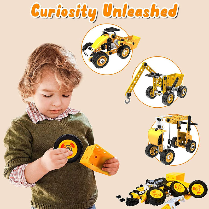Techshining 8 in 1 Toy Trucks for Kids Take Apart Toys Construction Vehicles STEM Educational Toys Building Blocks for Boys and Girls Christmas Birthday Gift