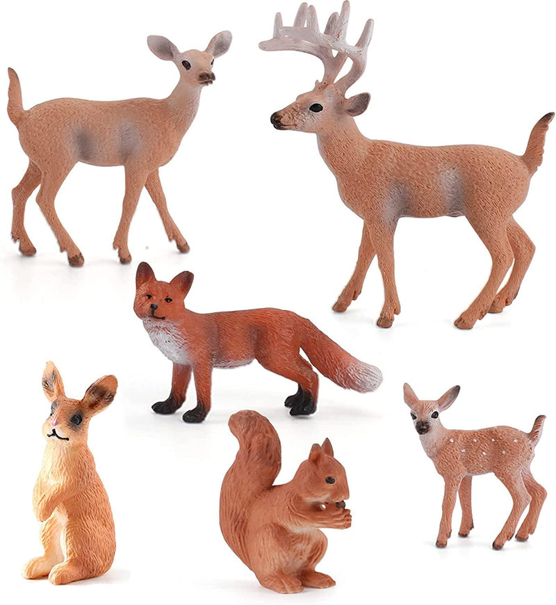 Techshining Deer Set Forest Animal Figures Woodland Creatures Figurines Miniature Toys for Boys and Girls Animal Cake Toppers