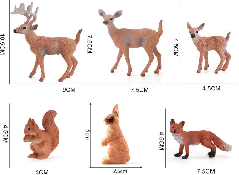 Techshining Deer Set Forest Animal Figures Woodland Creatures Figurines Miniature Toys for Boys and Girls Animal Cake Toppers