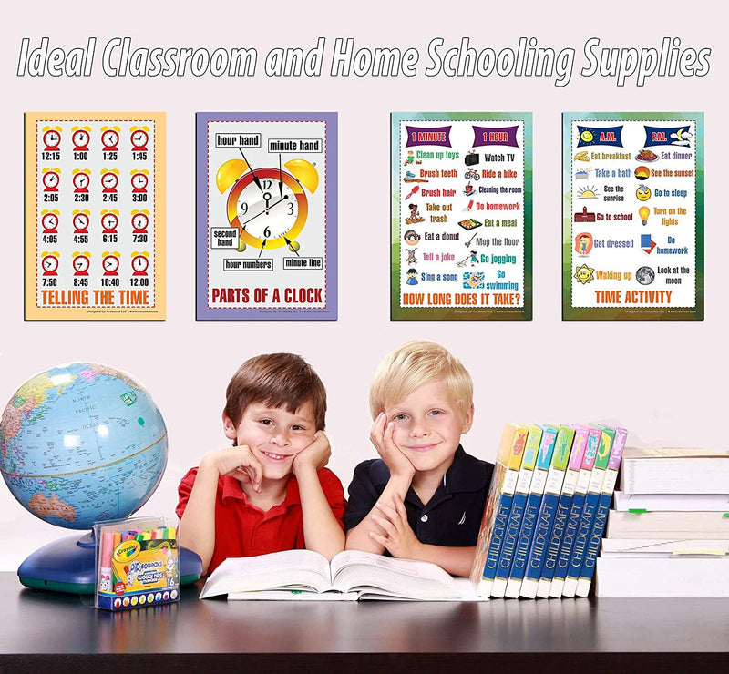 Telling Time Educational Learning Posters (6-Pack)