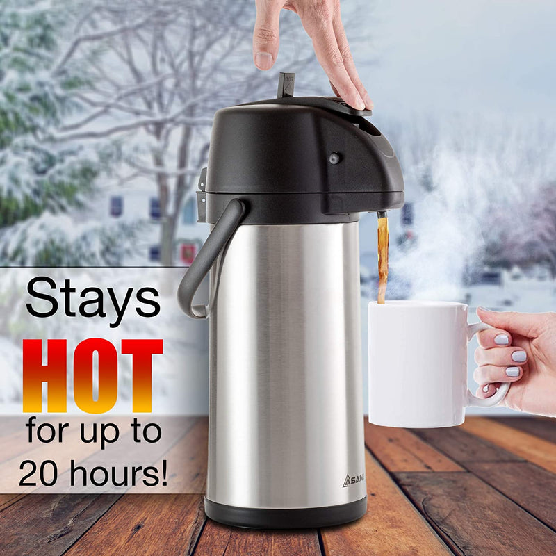 101 Oz & 3L Airpot Thermal Thermos Coffee Dispenser with Pump,Airpot Coffee  Carafe Thermal for Keeping Hot Double Walled Insulated Stainless Steel