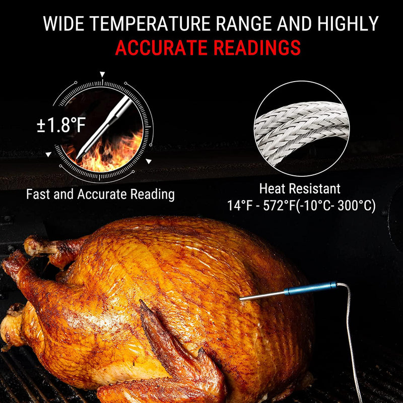 ThermoPro TP27 500FT Long Range Wireless Meat Thermometer for Grilling and Smoking with 4 Probes Smoker BBQ Grill Thermometer Kitchen Food Cooking Thermometer for Meat