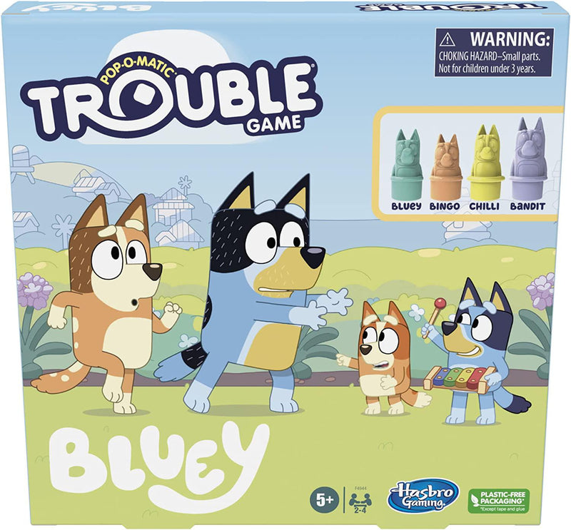 Trouble: Bluey Edition Board Game, Fun Game for Kids Ages 5 and Up, Game for 2-4 Players, Race Bluey, Bingo, Bandit, or Chilli to The Finish ( Exclusive)