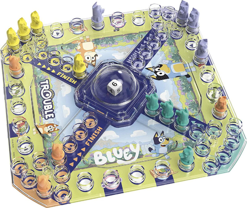 Trouble: Bluey Edition Board Game, Fun Game for Kids Ages 5 and Up, Game for 2-4 Players, Race Bluey, Bingo, Bandit, or Chilli to The Finish ( Exclusive)