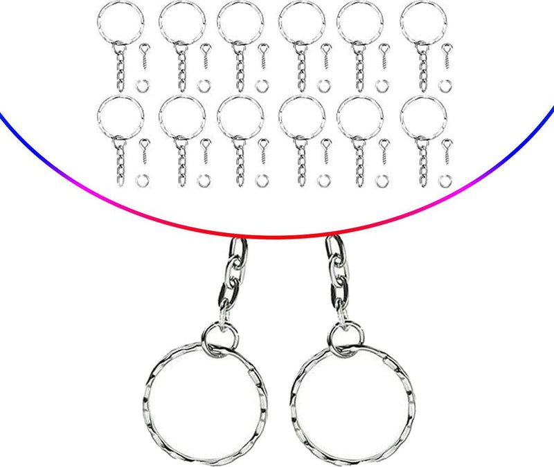 UCINNOVATE 50 Pcs Key Chain Rings DIY Kit, with Link Chain 50 Pcs and Open Jump Ring 50 Pcs, DIY Christmas New Year Gift Art Craft Pendant Jewellery