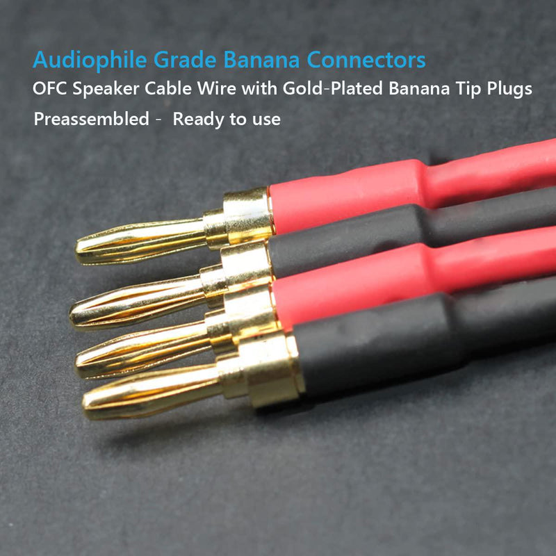 UCINNOVATE HiFi OFC Speaker Wire Cable with Banana Plug, 2 Pack High-end Pure Copper 1.5m Gold-Plated Banana Tip Plugs Male to Male 600 Strand Speaker Cable Audio HiFi System Home Theater 4.9FT
