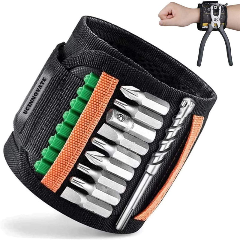 UCINNOVATE Magnetic Wristband with 2 Pockets and Powerful Strong Magnets -Tool Belt for Holding Screws, Nails, Drill Bits, Gadgets for Handyman, Boyfriend, Father/Dad, DIYers