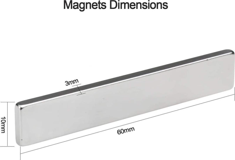 UCINNOVATE Neodymium Magnets, Strong Rare Earth Magnets with Adhesive Backing, 8 Pack Powerful Magnetic Strip, Rare-Earth Metal Magnet 60 x 10 x 3mm, Heavy Duty, Fridge, Garage, Kitchen, Office DIY