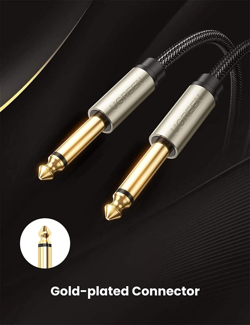 UGREEN 1/4 Inch Guitar Cable Instrument Cable 6.35mm Mono Jack TS  Unbalanced Patch Speaker Cable Braided Straight Male Amp Cord Zinc Alloy  Casing