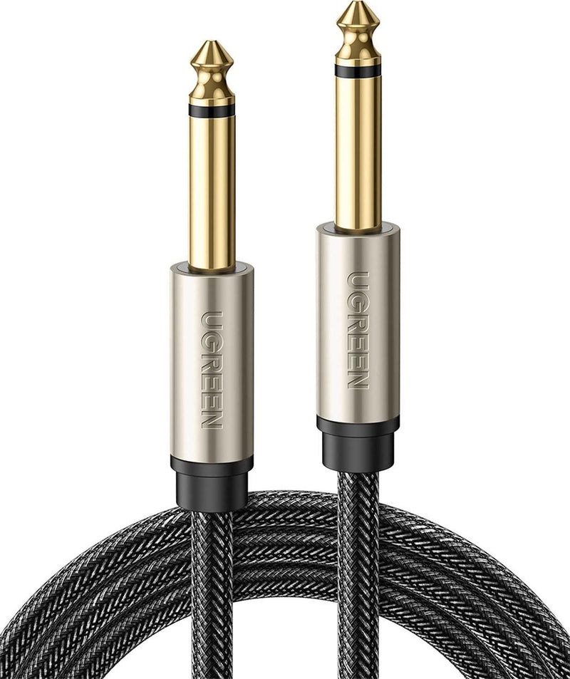 UGREEN 1/4 Inch Guitar Cable Instrument Cable 6.35mm Mono Jack TS Unbalanced Patch Speaker Cable Braided Straight Male Amp Cord Zinc Alloy Casing Compatible with Electric Guitar Bass Keyboard, 6FT