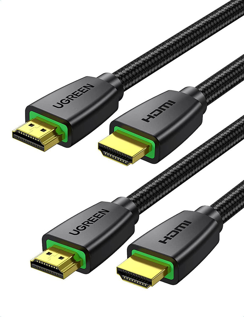 UGREEN 4K HDMI Cable 2-Pack, 1M HDMI 2.0 Braided Cord 18Gbps High Speed with Ethernet Support 4K@60Hz HDCP 2.2 ARC 3D Compatible with UHD TV, Monitor, Soundbar, Computer, Xbox, PS5/4, Switch, Blu-ray