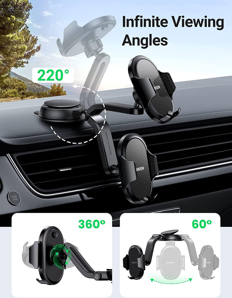 UGREEN Car Phone Mount Dashboard Cell Phone Holder Compatible with iPhone 12 11 Pro XR X XS Max 8 7 6 Plus 6S, Samsung Galaxy S20 S10 S9 S8 Plus Note 10 9 8