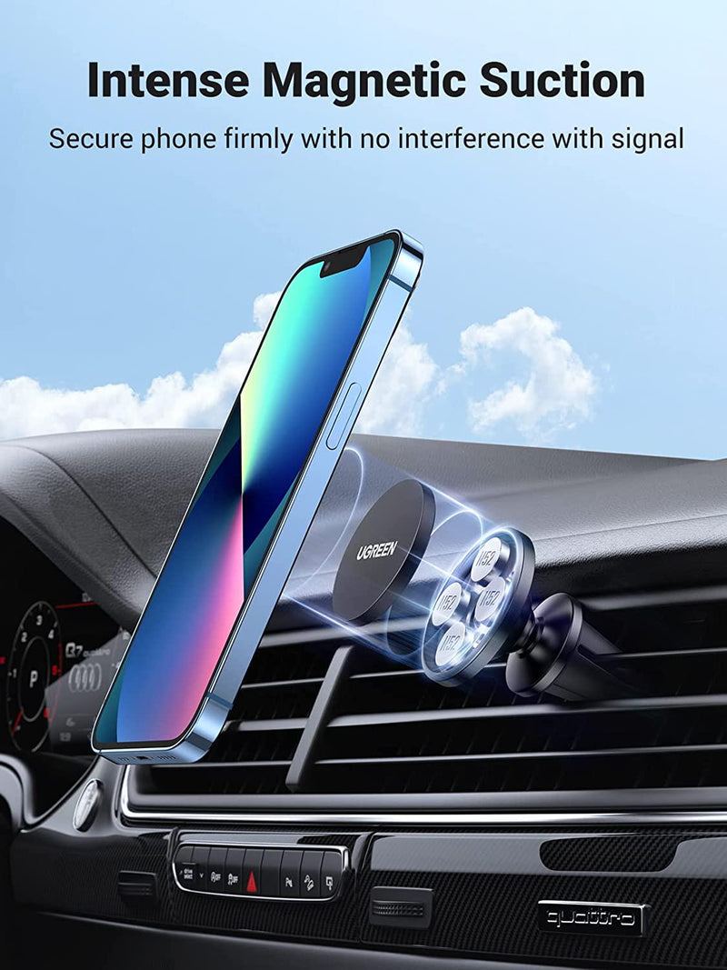 UGREEN Car Phone Mount Magnetic Air Vent Universal Magnet Cell Phone Holder Compatible for iPhone 12 11 Pro Max SE XS XR X 8 Plus 6 7 6S 5 Samsung Galaxy S20 S10 S9 S8 Note 9 8 S7 S6 LG V40 G7 G8 (Black)