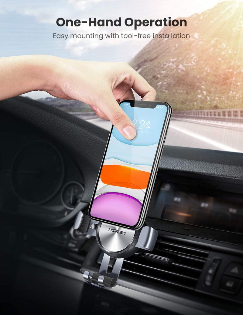 UGREEN Car Phone Mount Air Vent Cell Phone Holder Compatible for iPhone 12 11 Pro Max XS Max X XR 8 Plus 7 6 6S, Samsung Galaxy S10 Plus S9 S8 Note 9 8 S7 Edge S6, Google Pixel 3 XL, LG V40 V30 G7 G6 Smartphone