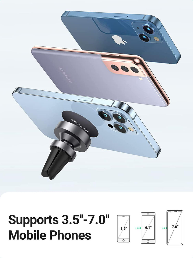 UGREEN Car Phone Mount Air Vent Magnetic Mobile Holder 360 Degree Adjustable Stand Compatible with iPhone 11 Pro XR XS X 8 Plus 7 6s,Samsung S10+ S9 S8 A70 A40 A20e J3,Huawei P30 Pro Mate 20,Nokia,Sony