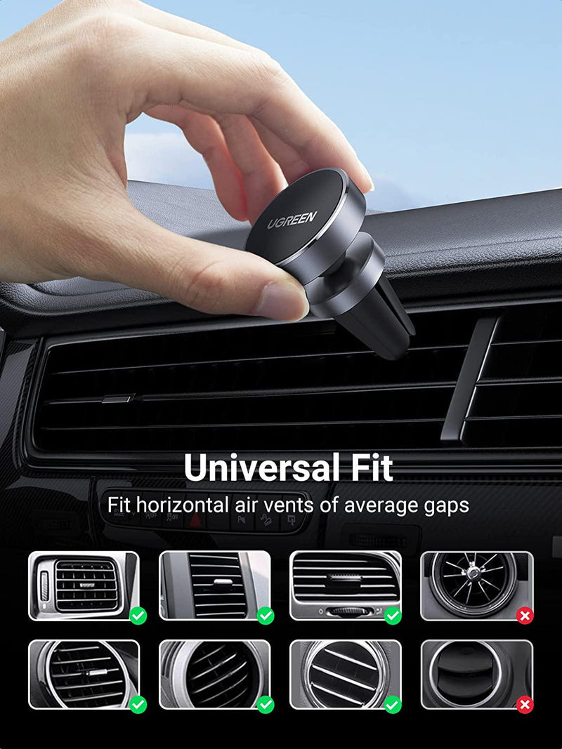 UGREEN Car Phone Mount Air Vent Magnetic Mobile Holder 360 Degree Adjustable Stand Compatible with iPhone 11 Pro XR XS X 8 Plus 7 6s,Samsung S10+ S9 S8 A70 A40 A20e J3,Huawei P30 Pro Mate 20,Nokia,Sony