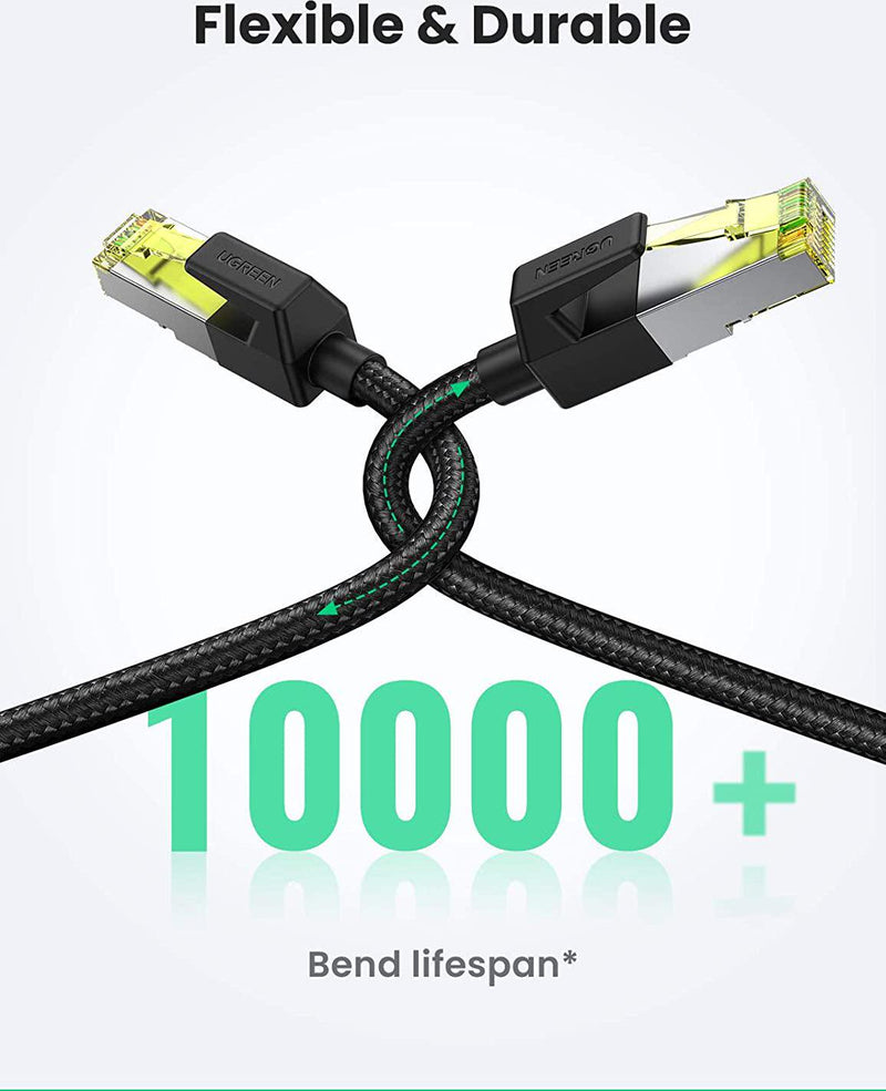 UGREEN Cat 7 Ethernet Cable Nylon Braided Cat7 Gigabit Network RJ45 LAN Cable 10Gbps High Speed for Gaming PS5, PS4, Xbox One, Smart TV, Switch, PC, Laptop, Modem, Router, Computer 1M
